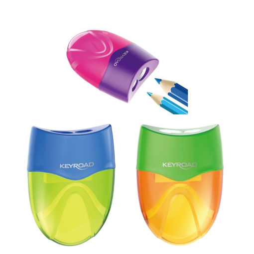 Picture of KEYROAD SHARPENER 2 HOLE ASSORTED COLOURS (PLASTIC)